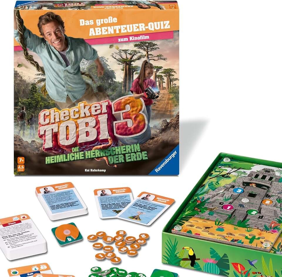 Ravensburger 24904 - Checker Tobi - Das große Abenteuerquiz - Quiz und Aktionsspiel für Kinder und Familien, Spiel zum Film, Kinderspiel ab 7 Jahre, für 2 bis 4 Spieler