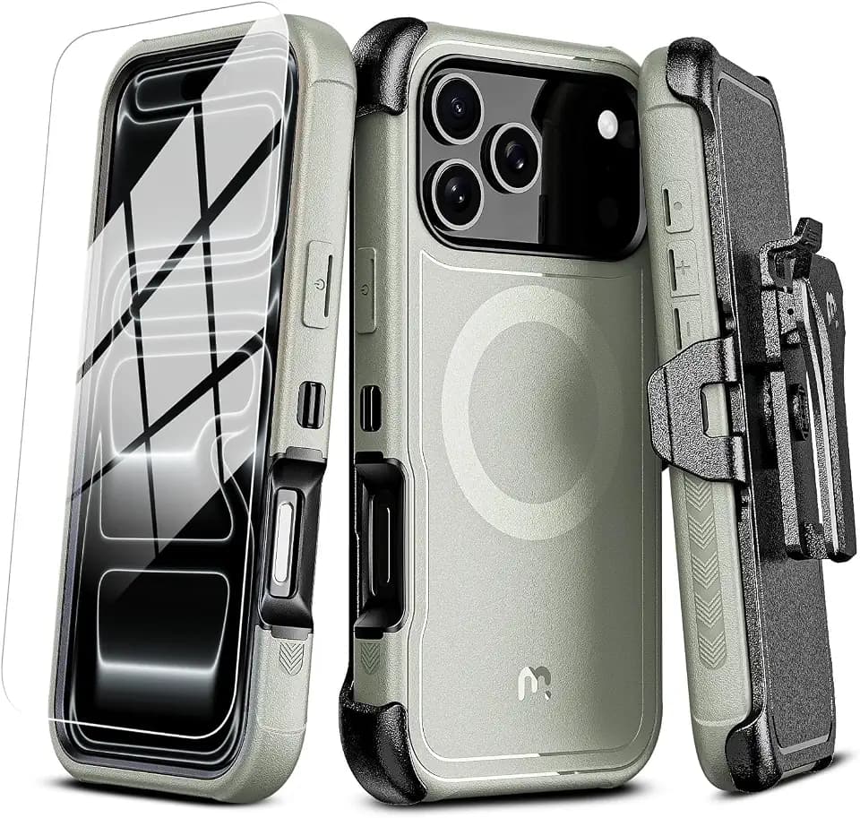 M MYBAT PRO for iPhone 17 Pro Max Case with Belt Clip Holster