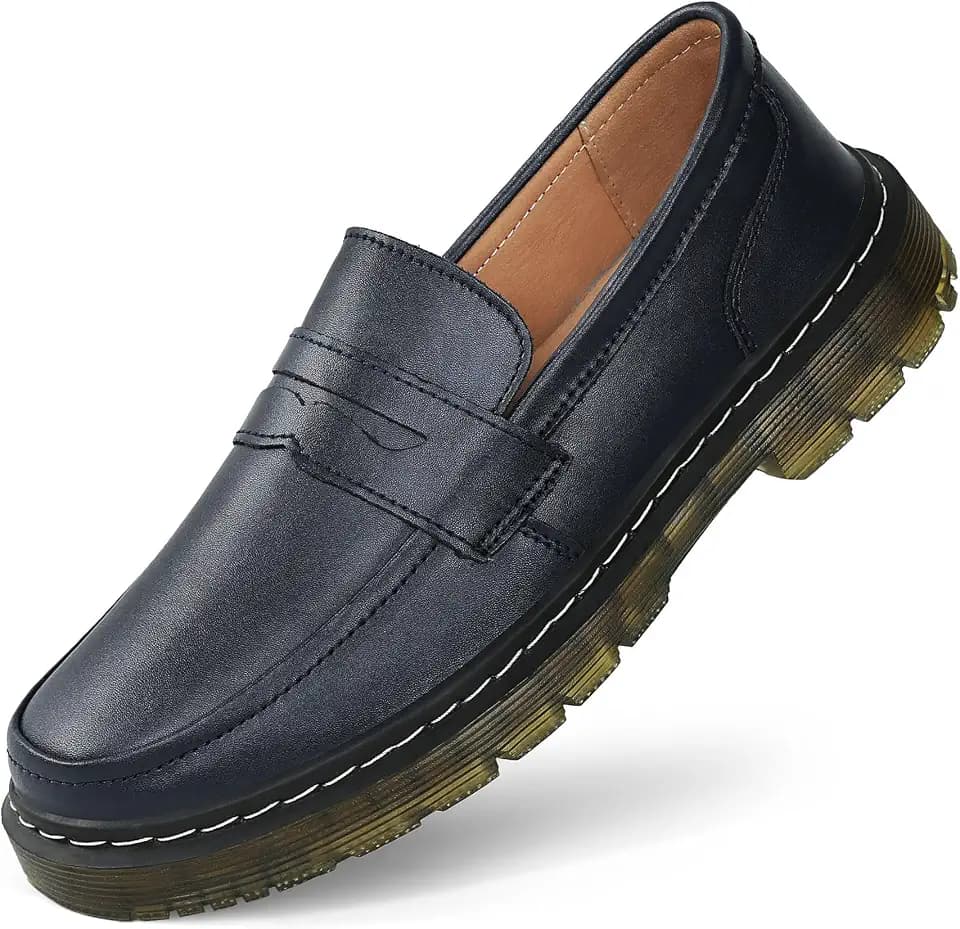 Men's Classic Penny Loafers Fashion Comfort Casual Slip-on Dress Wide Shoes