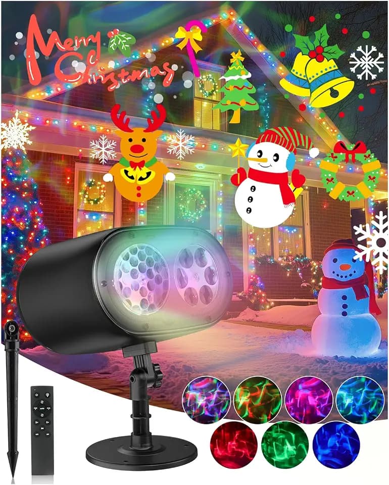 CAVWVTYU Projektor Verbesserte hellere HD-Halloween-Weihnachtsprojektorlichter, IP67 wasserdichtes Außenprojektorlicht mit Aurora, festliche Atmosphärenprojektionslichter für Haushof-Partydekorationen