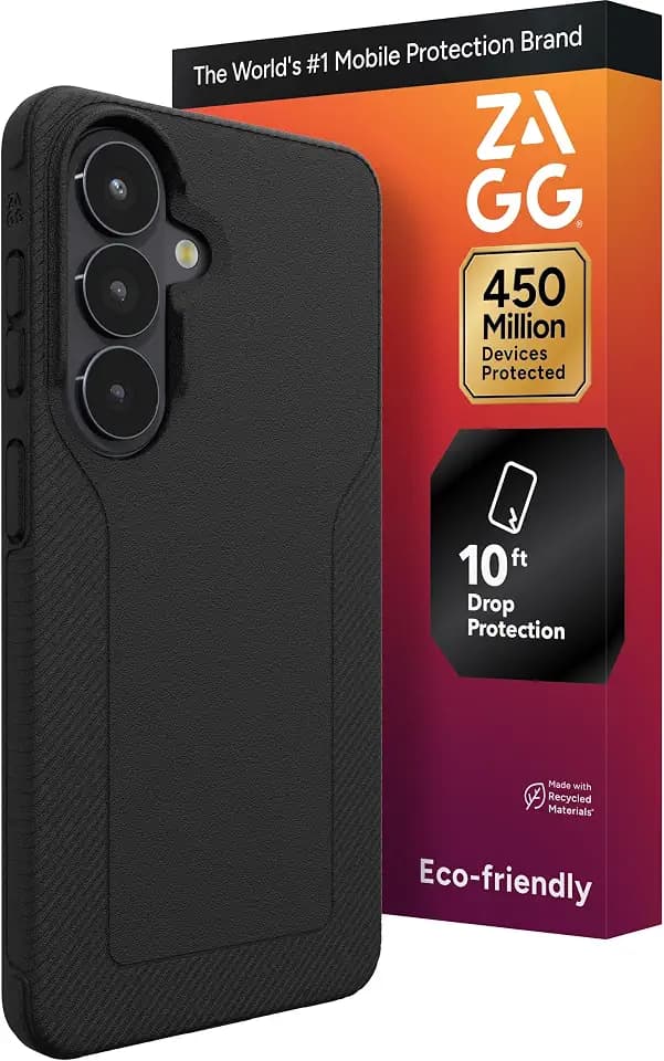 ZAGG Luxe Samsung Galaxy S26 Case - Black, 10ft Drop Protection Graphene Reinforced, Eco-Friendly Slim Protective Cover, Lightweight Non-Slip Grip Phone Case, Recycled Materials