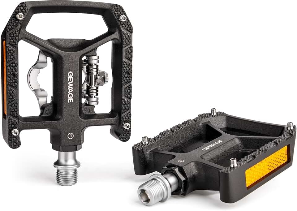 Mountain Bike Pedals Dual Function Sealed Plat & Clip Pedal Compatible with SPD Cleats 9/16”Bicycle Pedals for Road, MTB, and Hybrid Bikes