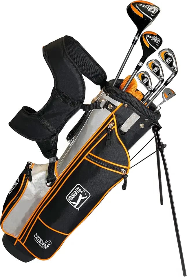 PGA Tour Youth Golf Club Set for Ages 8-12 & 12+ (4’8”–5’10”), Right and Left-Handed Kids Golf Sets – Beginner Junior Golf Clubs with Lightweight Stand Bag, Mallet Putter, Hybrid, Driver