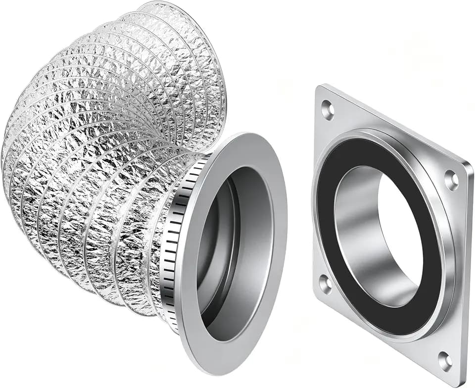 Magnetic Dryer Vent Coupling Connector Kit - DV180 Airtight Seal, Quick Magnetic Connect/Disconnect, Includes 4" Extendable Flexible Duct Hose, 2 Clamps, Screws - Easy Install & Lint Cleaning (silver)