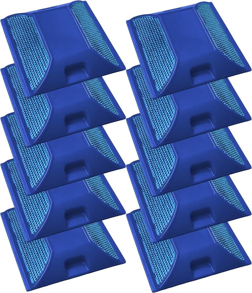 Road Reflectors Pack of 10 Blue | 4x4 inch Street Pavement & Asphalt Marker