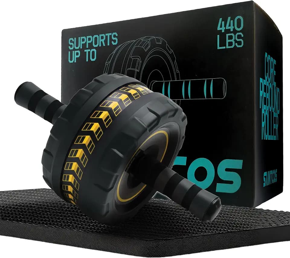 Ab Roller Wheel with Knee Pad, Core Strength Trainer for Home Gym, Abdominal Workout Equipment for Men & Women