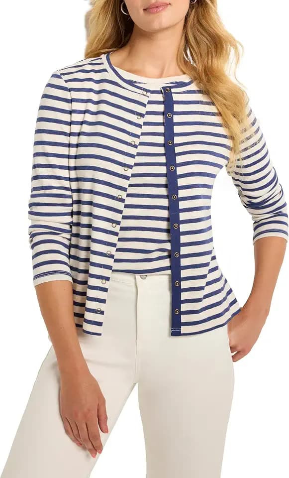 NIC+ZOE Women's Striped Snap Front Cardigan