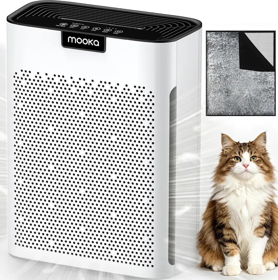 MOOKA Air Purifier for Home Bedroom Large Room 2200 Ft², HEPA Filter, White