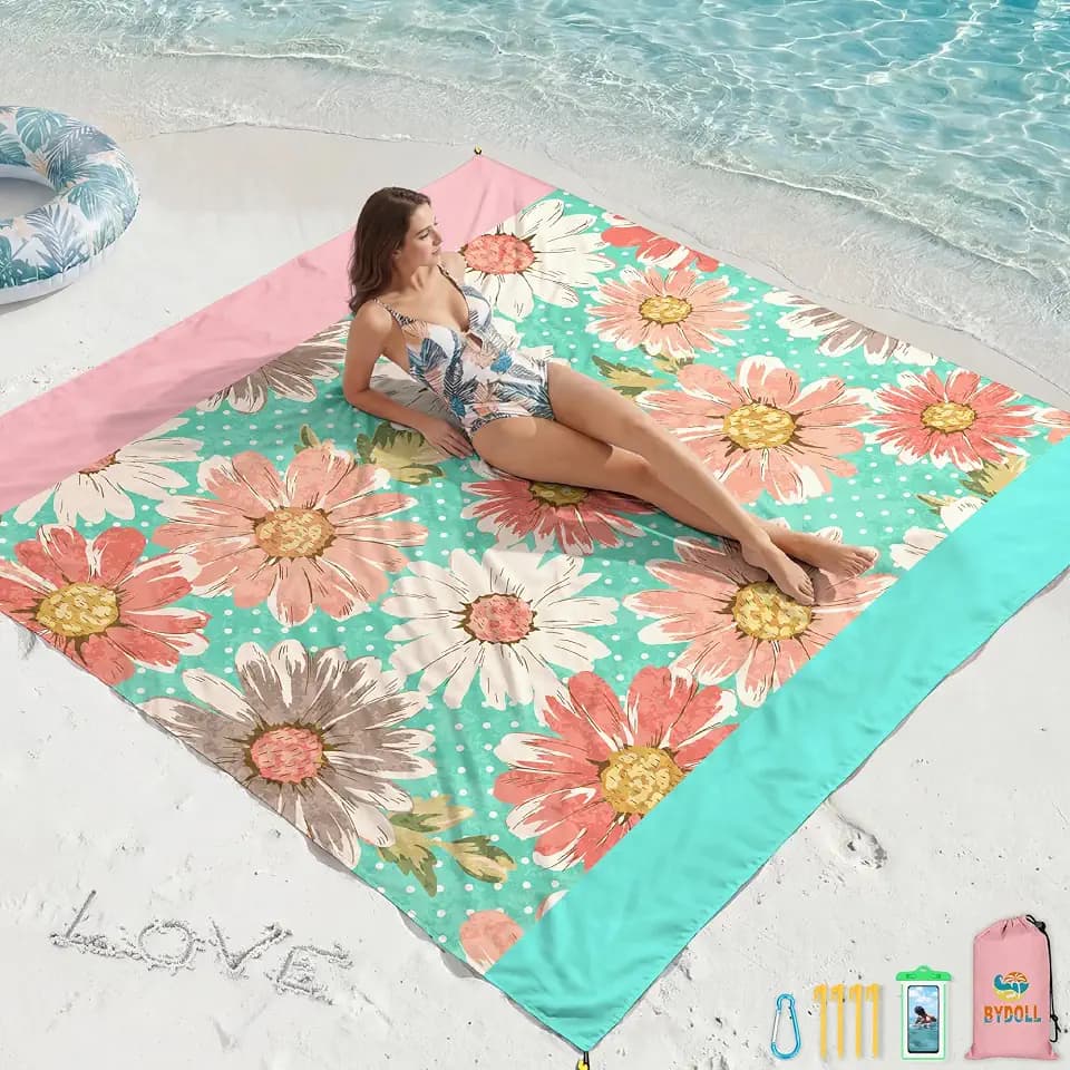 Beach Blanket Waterproof Sandproof 78''X81''/78''X110'' Large Beach Towel