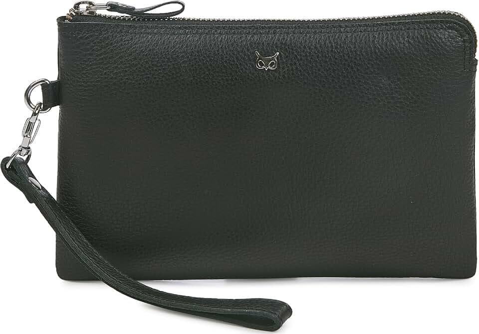 Leather Wristlet Wallet for Women Clutch Handbag Purse with Cell Phone Slot
