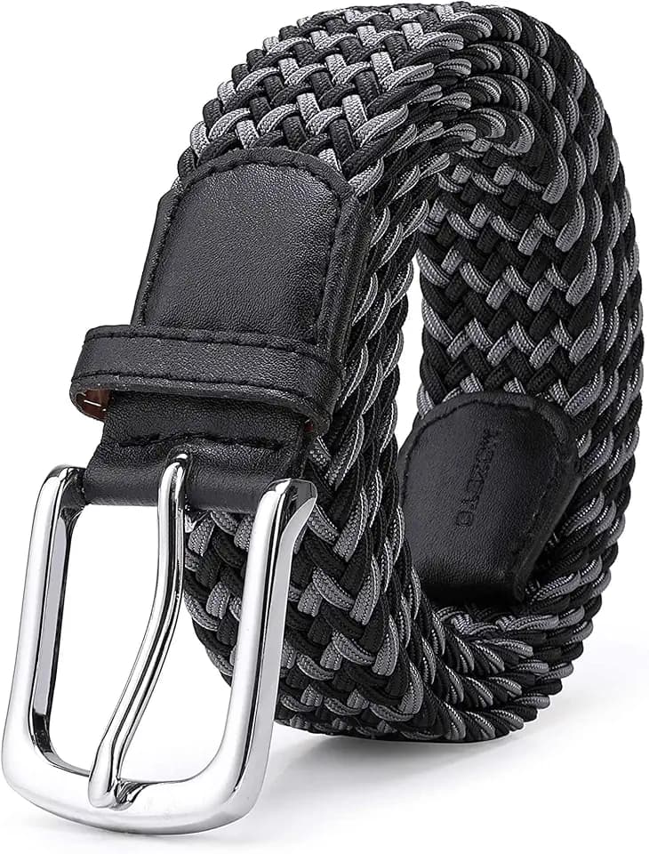 MOZETO Elastischer Stretch Flechtgürtel 3,3 cm Unisex stufenlos verstellbar