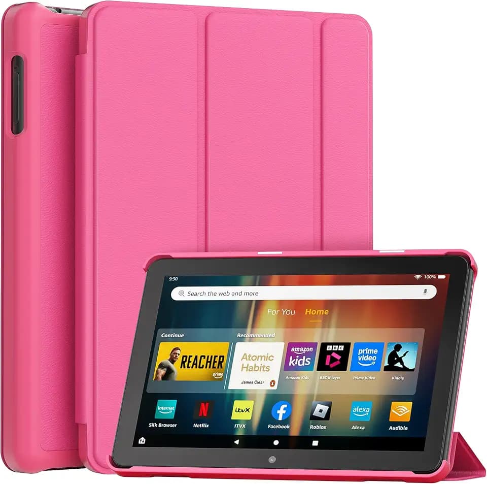 Trifold PU Leather Smart Dual Angle Stand Protective Case Lightweight and Convenient,Hibiscus