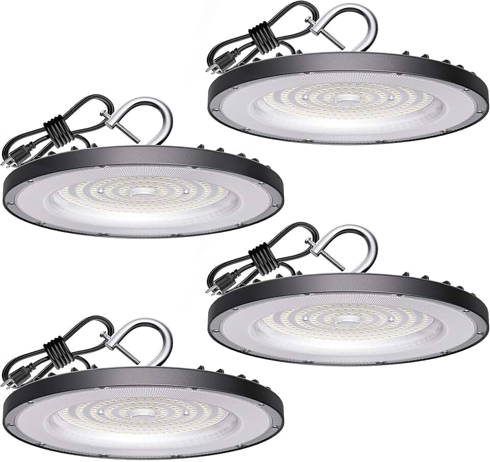 4 Pack UFO LED High Bay Light 200W, 30000lm, 5000K, ETL Listed