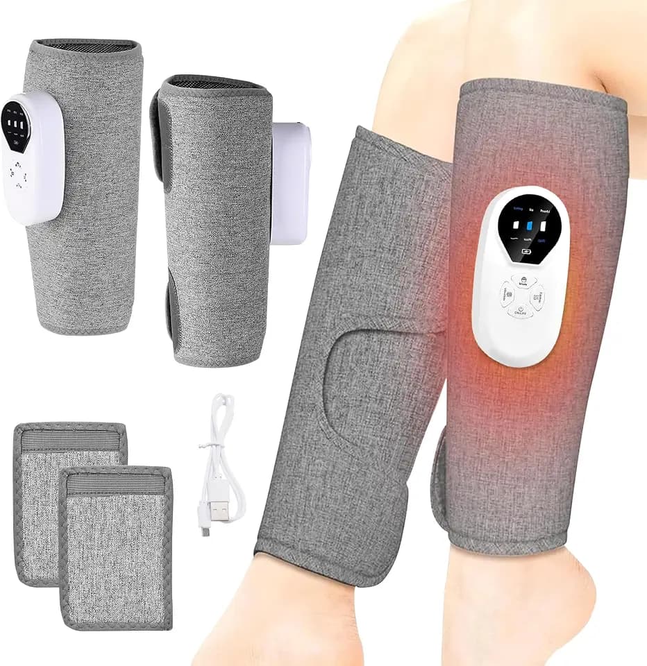 2 Stück Beinmassagegerät mit Heizfunktion, Beinmassagegerät Kabellos,Wadenmassagegerät 3 Modi und 3 Heizstufen 20-Minütige Zeitgesteuerte Massage zur Entspannung für Büroangestellte,Sportler,Senioren