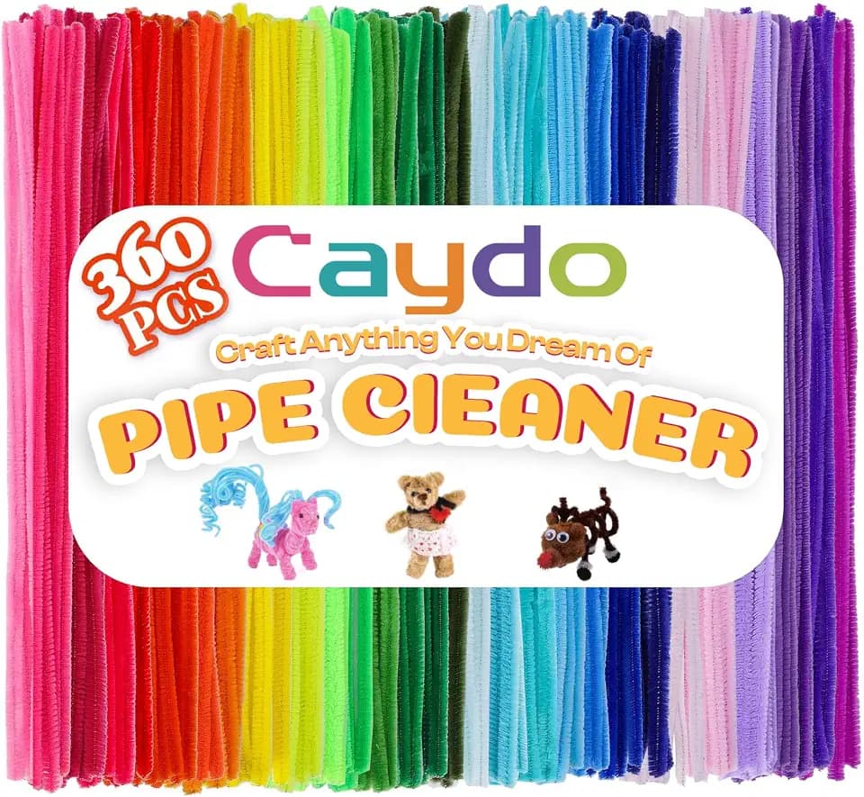 Caydo 360 Pieces Pipe Cleaners 40 Assorted Colored Chenille Stems