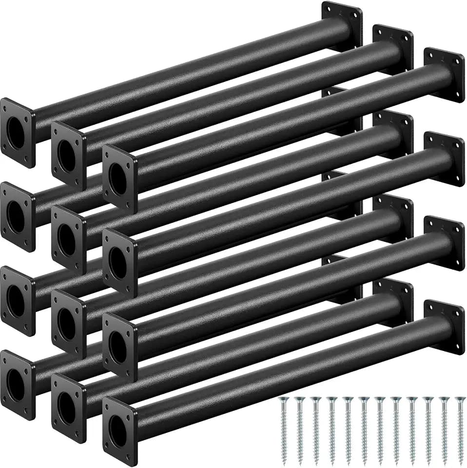 Dunzy 12 Pack Monkey Bars Swing Set Accessories Rods Playset Ladder Rungs Hardware Kit Steel Monkey Bar with Screws for Backyard Playground Equipment Mounting Plates(16.5 Inch,Black)