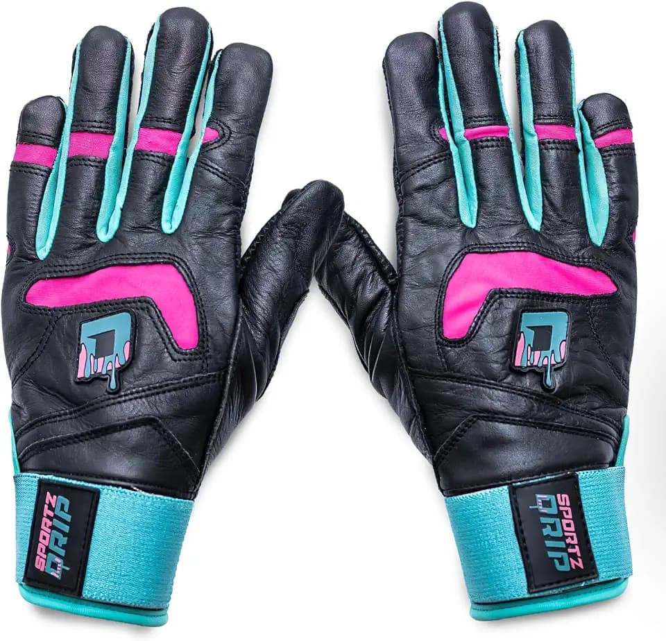 Batting Gloves - Genuine Leather Gloves for Baseball & Softball Players - Unisex-Youth, Unisex-Adults