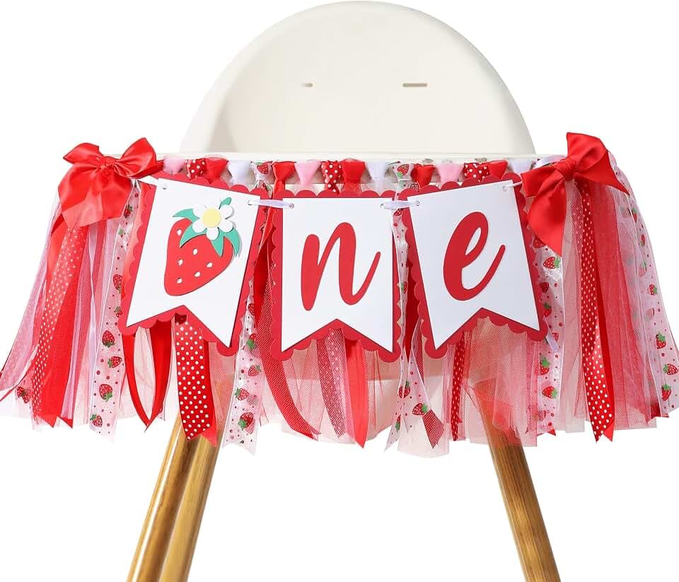 Strawberry One Birthday High Chair Banner,Strawberry First Birthday Decor