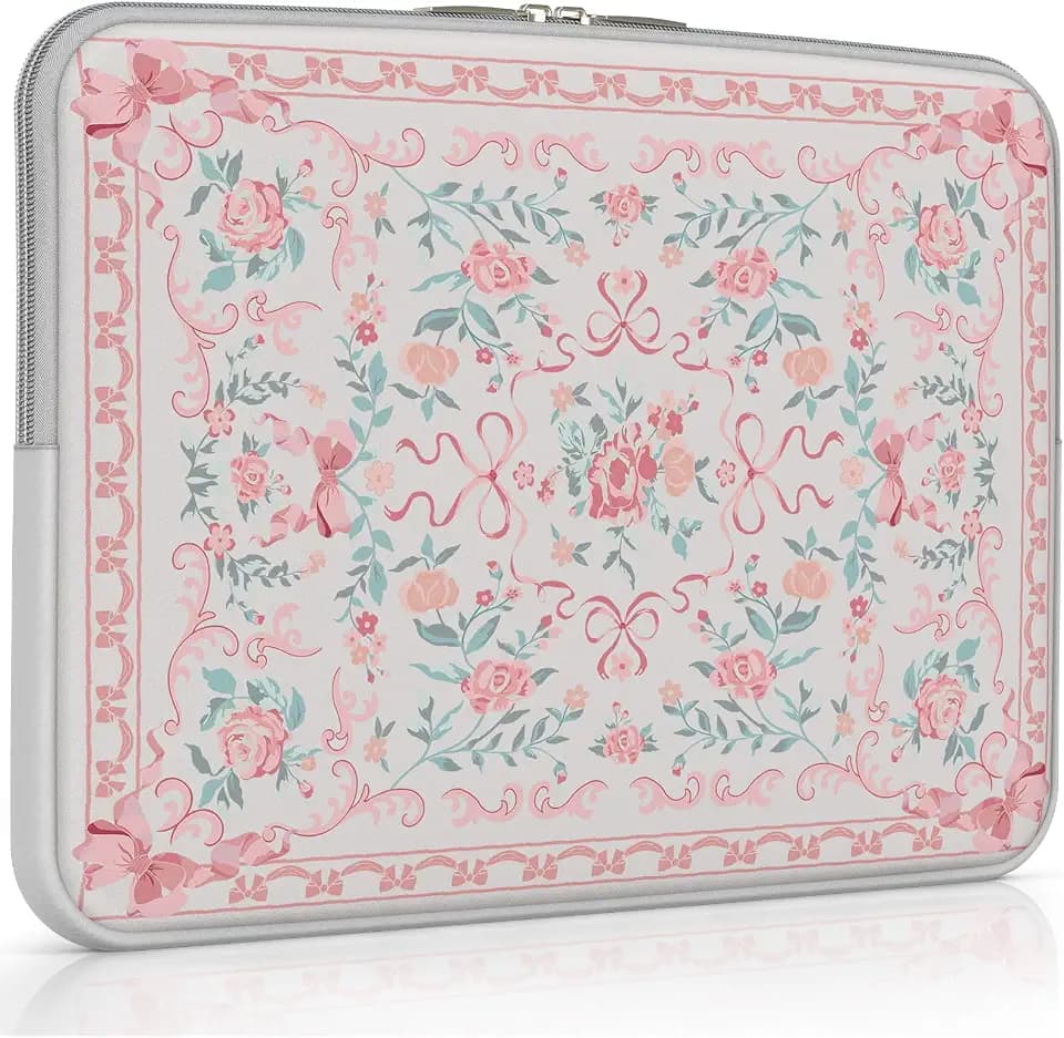 iCasso MacBook Neo Sleeve for MacBook Air 13-13.6 inch, Retro Bow Pink