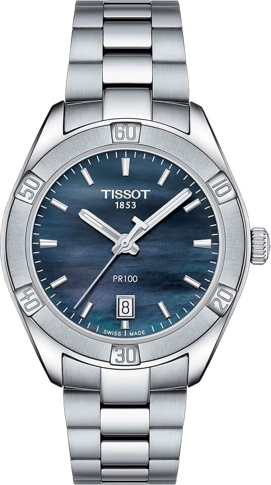 Tissot PR 100 Sport Chic, Swiss Quartz, 36mm, Black Mother-of-Pearl Dial, Women's Watch