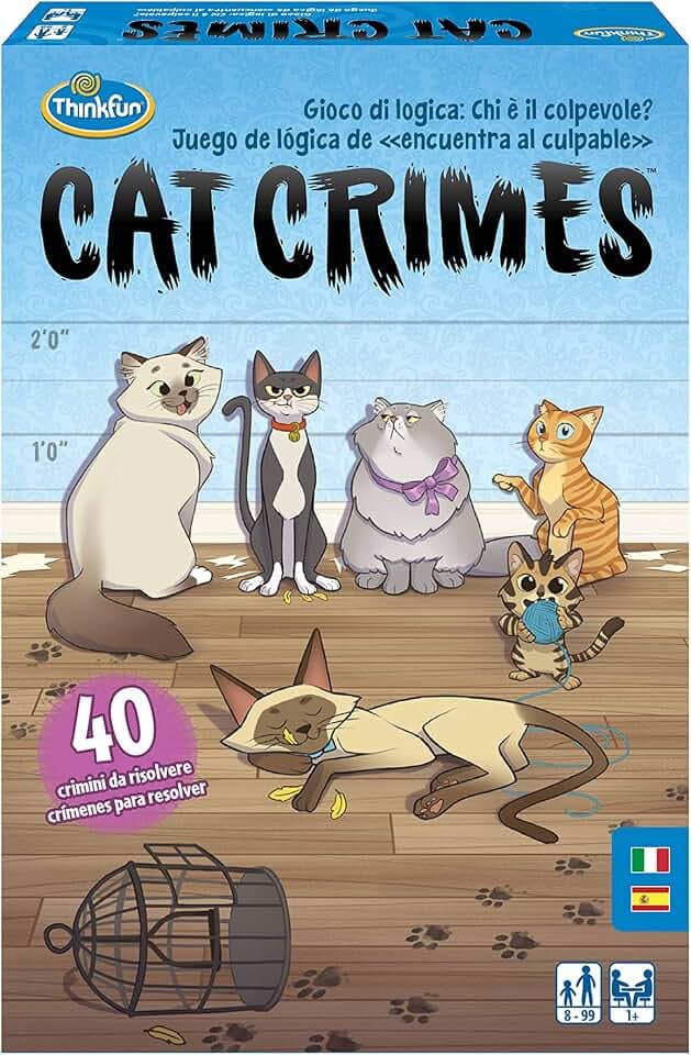 ThinkFun - Cat Crimes | Partyspiel | Ermittlungsspiel 40 Crimes | Spiel 8 Jahre oder mehr | Geschenk für EIN 8-jähriges Mädchen | Italienische Ausgabe von Logic Games