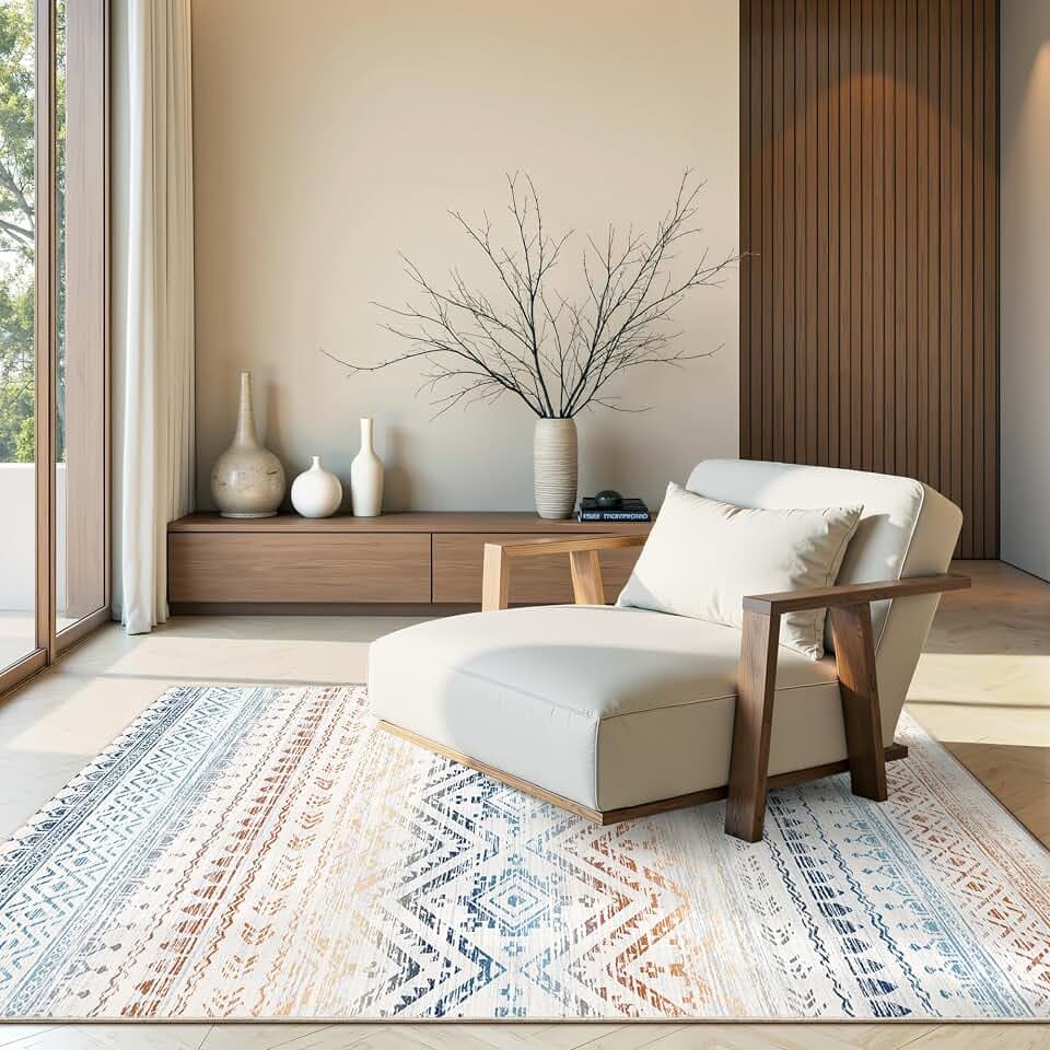 Miukiki 3x5 Washable Area Rug Moroccan Soft Non Slip Entryway Rug Multi