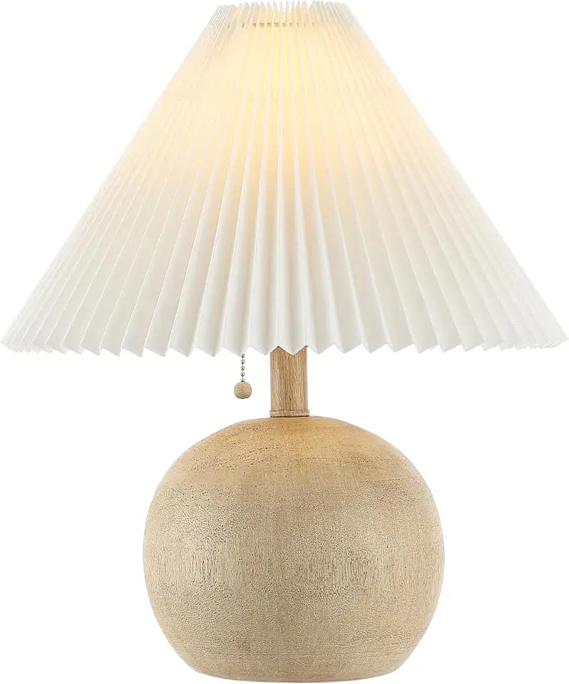 JONATHAN Y Aksel Sphere Table Lamp Coastal 17.25", Beige Wood Finish