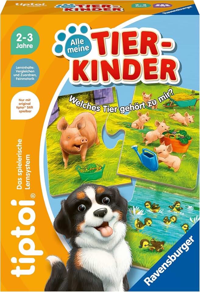 Ravensburger tiptoi 00108 - Alle Meine Tierkinder - Lernspiel ab 2 Jahre - tiptoi Spiel ab 2 - Geburtstagsgeschenke