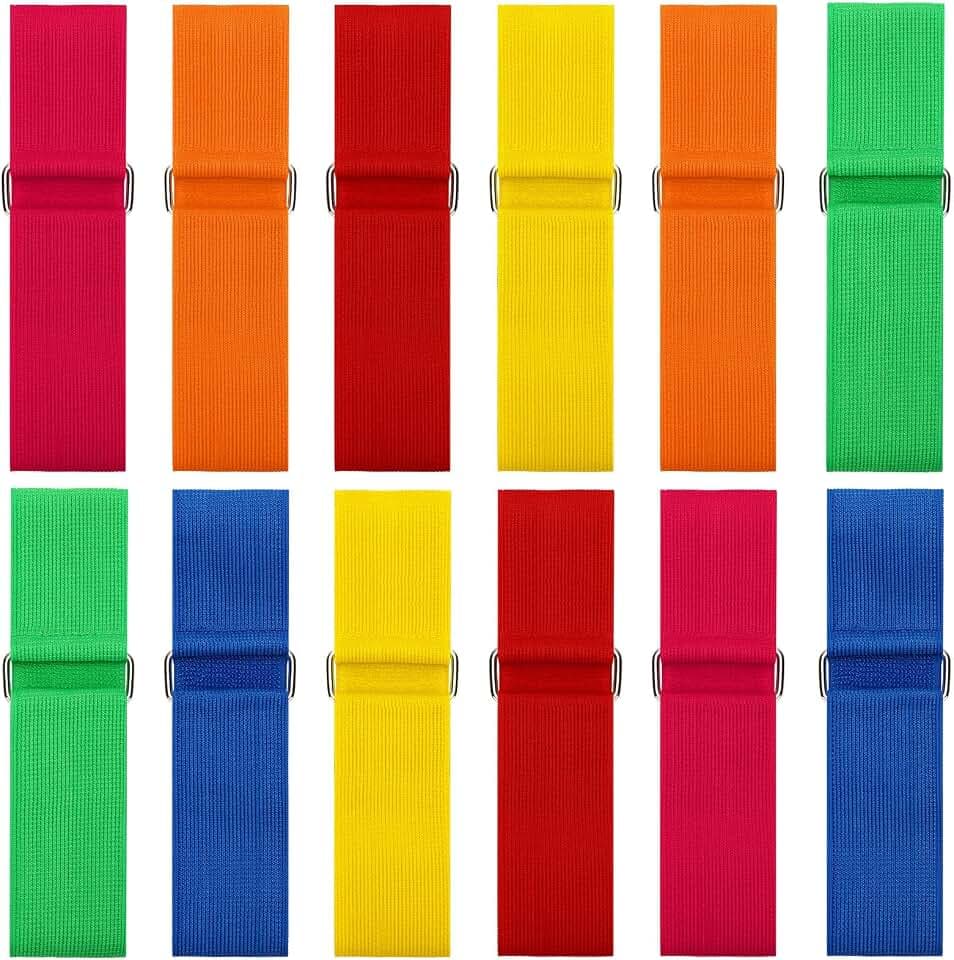 Augshy 3 Legged Race Bands, Assorted Colors Elastic Tie Rope Resistance Bands for Relay Race Game Carnival Field Day Backyard Game Party Supplies