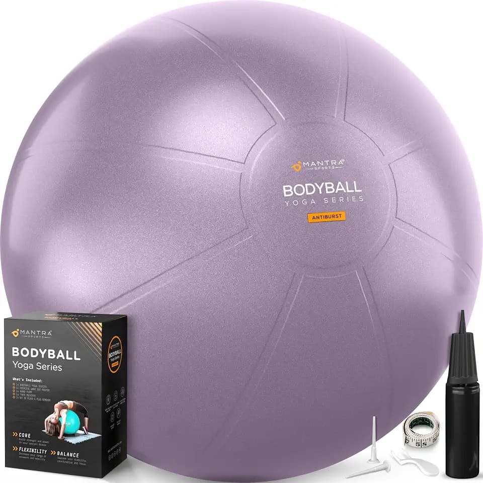 Yoga Ball, 1,000 lb Anti-Burst, Extra Thick, Non-Slip