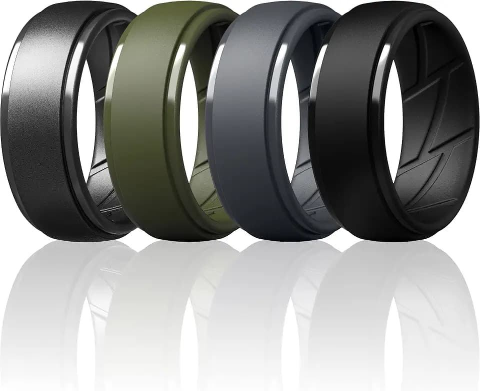 ThunderFit Men's Silicone Rings, Breathable Rubber Bands, 10mm Wide