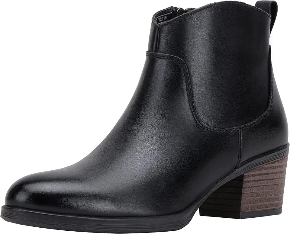 Vepose Women's Genuine Leather Low Heel Ankle Boots and Short Booties