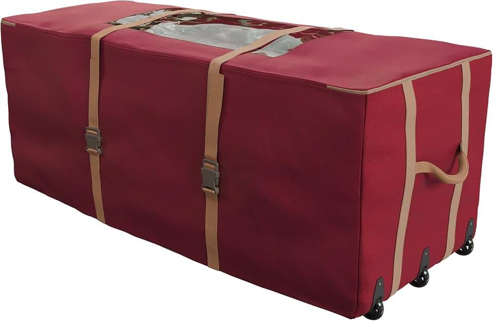 Elf Stor Christmas Tree Storage Bag with Wheels, Red, 60” x 25” x 25”