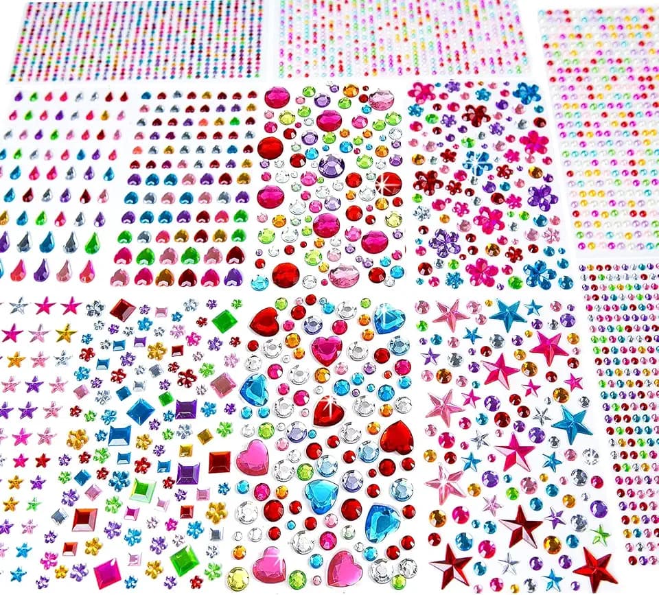 3228pcs Gems Stickers, Self Adhesive Rhinestone Jewel Gems