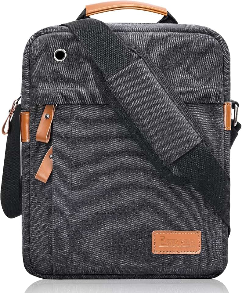 Estarer Umhängetasche für Herren aus Canvas, wasserabweisende Schultertasche, lässige Umhängetasche, grau, 11 Inch