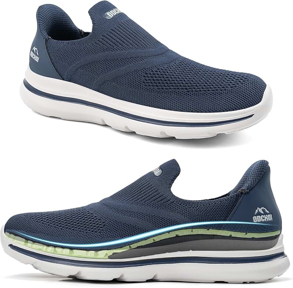 ODCKOI Slip On Herren Sneakers Weite Fußbogenstütze Orthopädische Schuhe