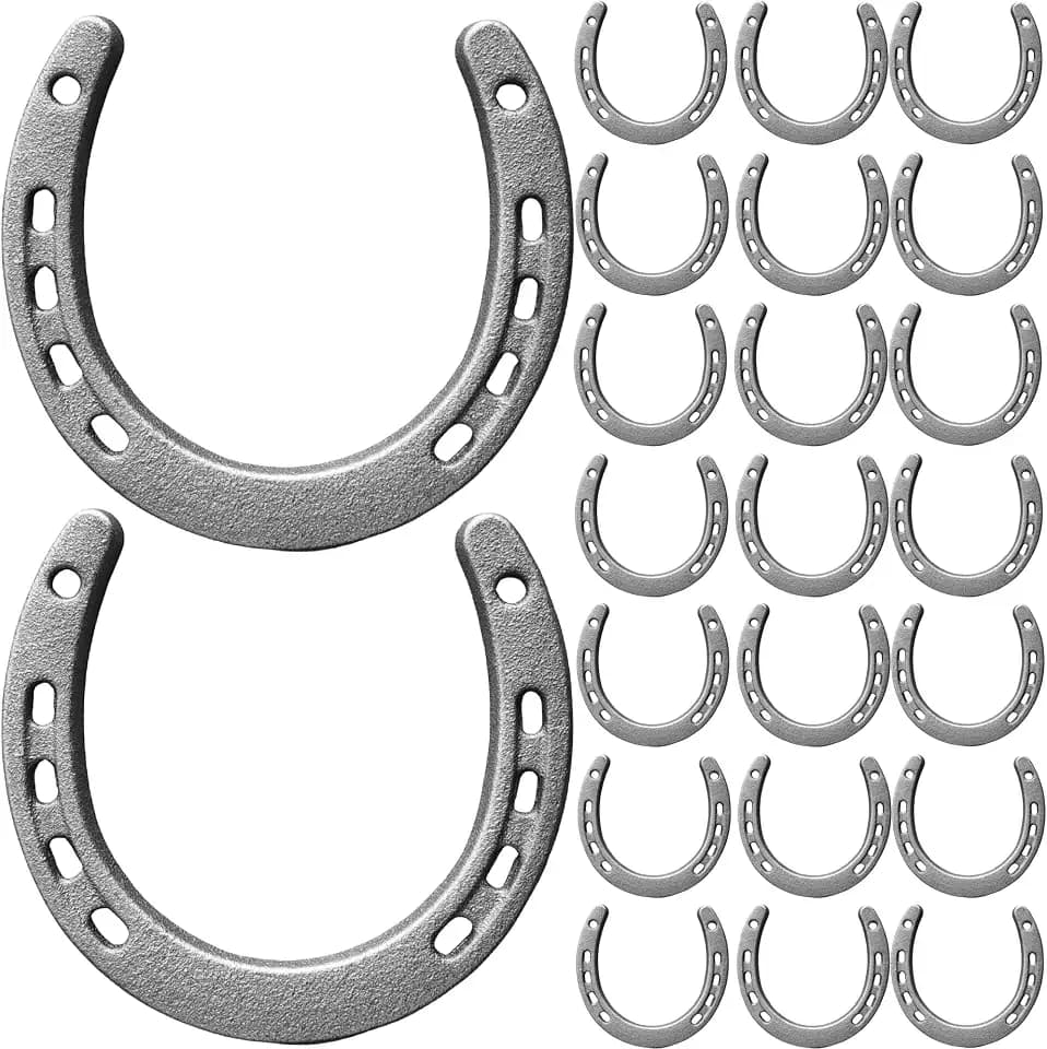 24 Pcs Cast Iron Horse Shoes for Decorations, Durable Good Lucky, Outdoor