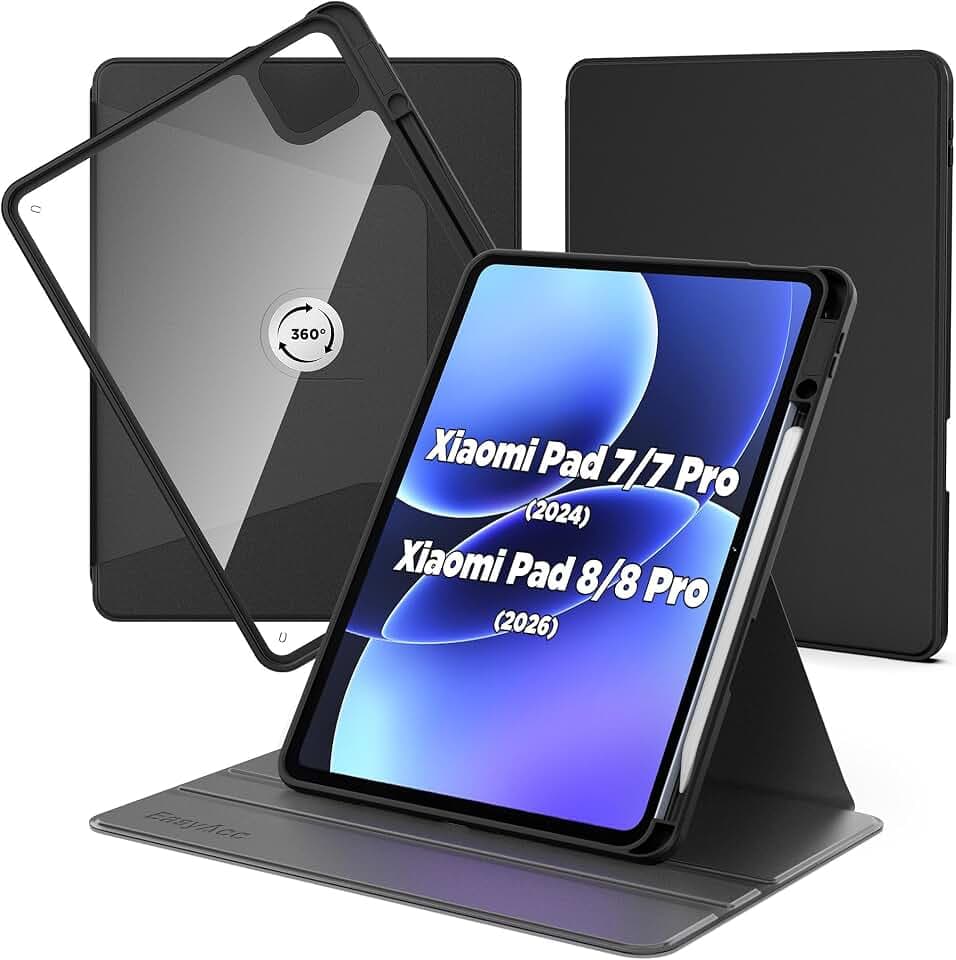 EasyAcc Drehbare Hülle für Xiaomi Pad 8/8 Pro/Pad 7/7 Pro 11,2 Zoll