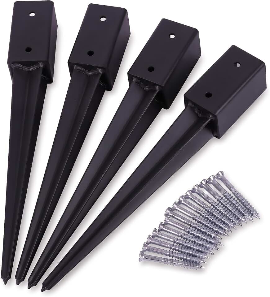 Relaxdays Einschlaghülse, 4er Set, 750 mm Länge, für 80 x 80 mm, schwarz