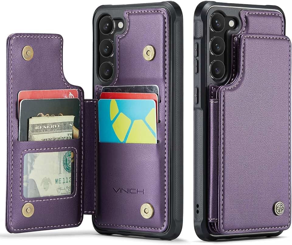 Vinich for Samsung Galaxy S23 Plus Wallet Case with Card Holder, Purple