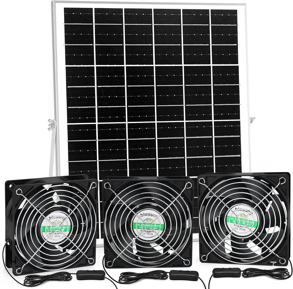 blessny Waterproofed Solar 3 Fan Kit for Outside Intake or Exhaust air