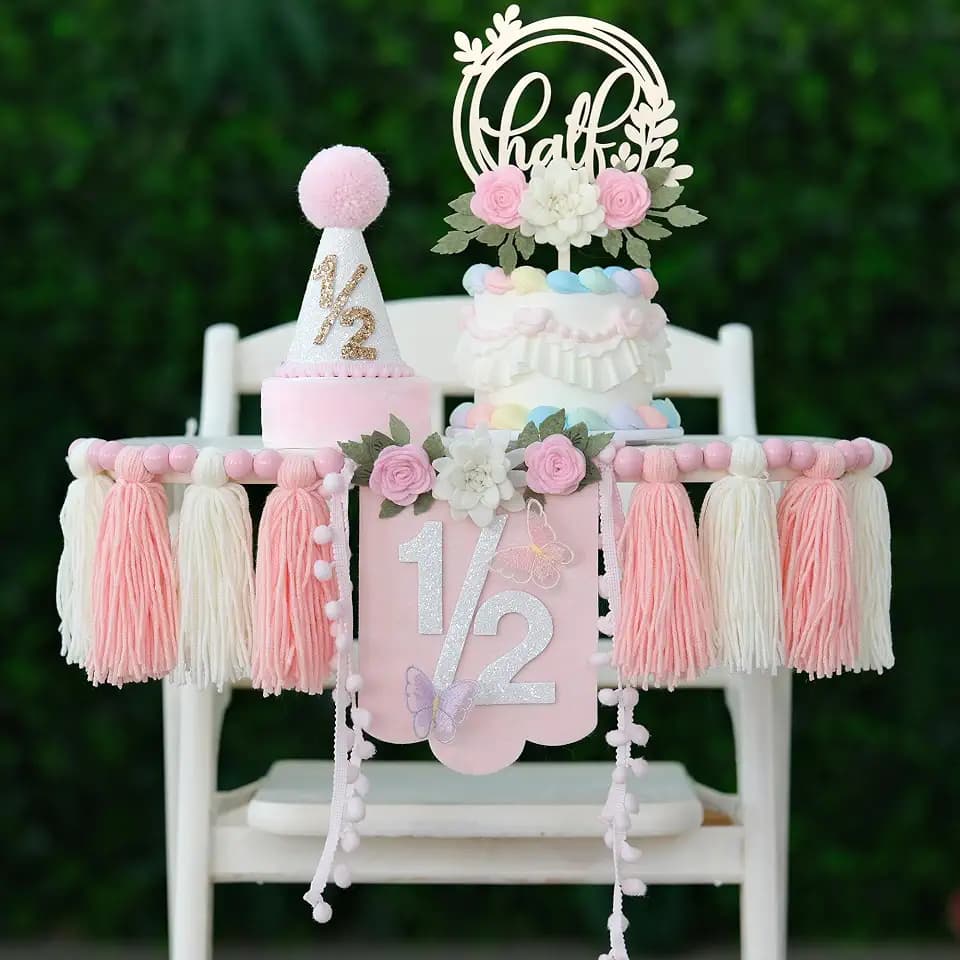 1/2 Birthday Gir Half Way To One Birthday Decorations Pink Happy 6 Months