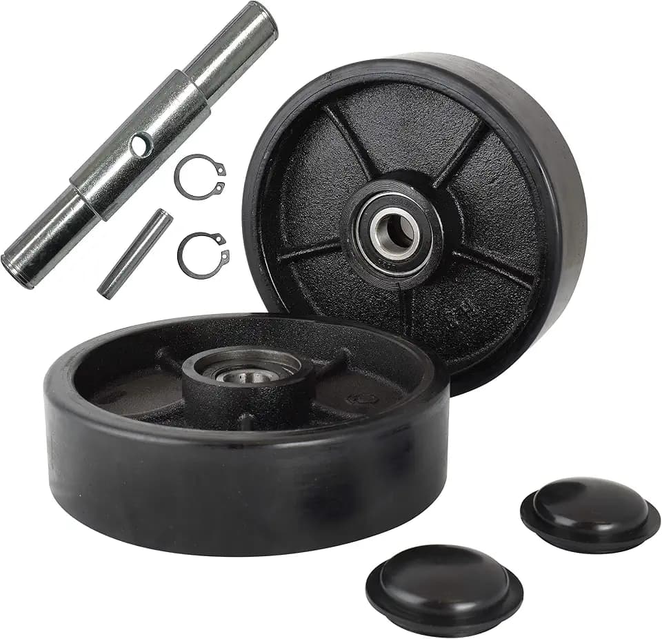 Pallet Jack Steer Wheel Kit Fit BT L 2000-U, BT L 2300-U, LHM 230, Steering Wheels Set with Axle, Fasteners and Protective Caps