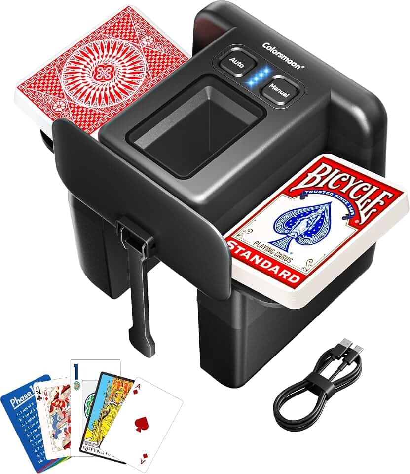 Colorsmoon Automatic Card Shuffler - 4 Deck USB-C Rechargeable (Black)