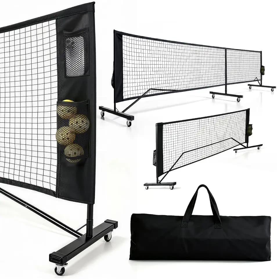 Portable Pickleball Net, 22FT Pickle Ball Net with 4 Side Storage Pockets, Sturdy Support Frame & Carry Bag, Outdoor Pickleball Equipment for Backyard, Driveway, Park and Sports Court