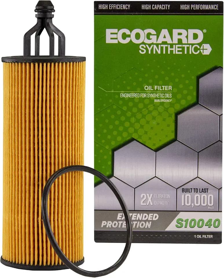 ECOGARD S10040 Cartridge Engine Oil Filter for Synthetic Oil - Premium Replacement | Fits 2011-2026 Jeep Grand Cherokee, Dodge Durango 3.6L; 2012-2026 Wrangler 3.6L; 2014-2022 Cherokee 3.2L