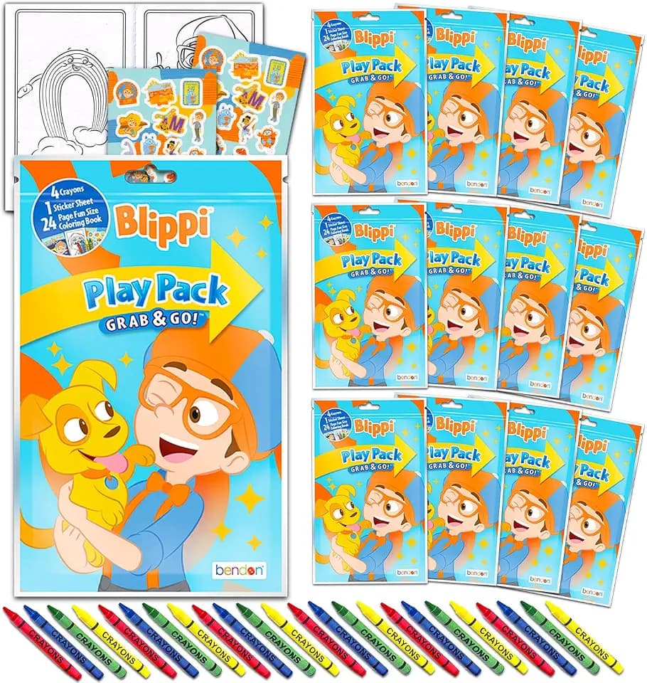 Blippi Party Favors Activity Pack Bundle - 12 Goodie Bags Stuffers