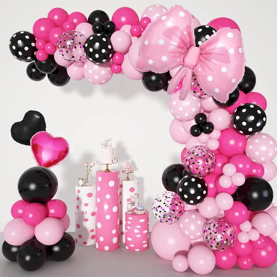Pink Mouse Balloon Garland Arch Kit for Cartoon Theme Birthday Decoration