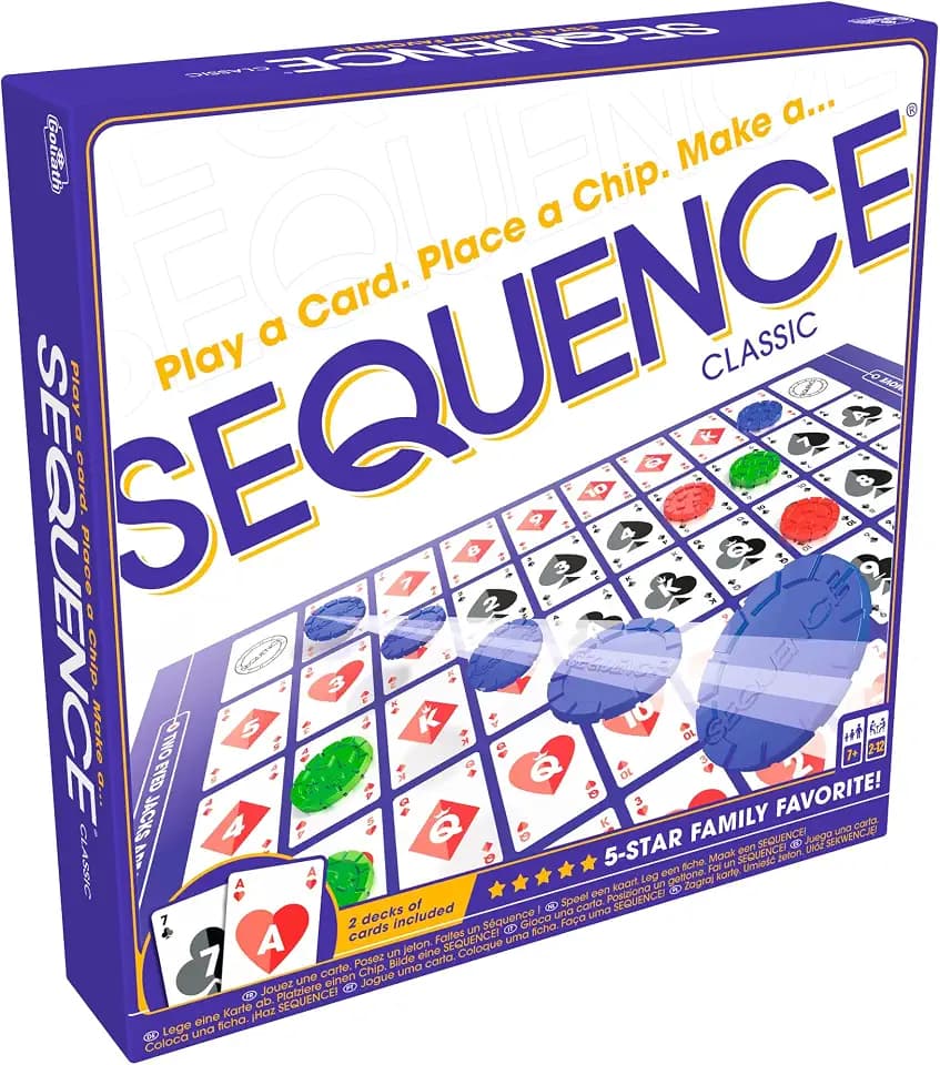 SEQUENCE- Original SEQUENCE Game with Folding Board, Cards and Chips by Jax ( Packaging may Vary ) White, 10.3" x 8.1" x 2.31"