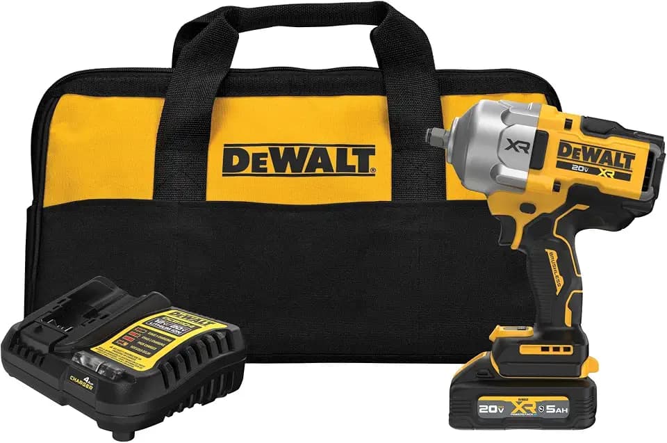 DEWALT 20V MAX XR Cordless Impact Wrench Kit, 1/2” Hog Ring, High Torque, Brushless, Includes POWERSTACK Battery and Charger (DCF961GH1)
